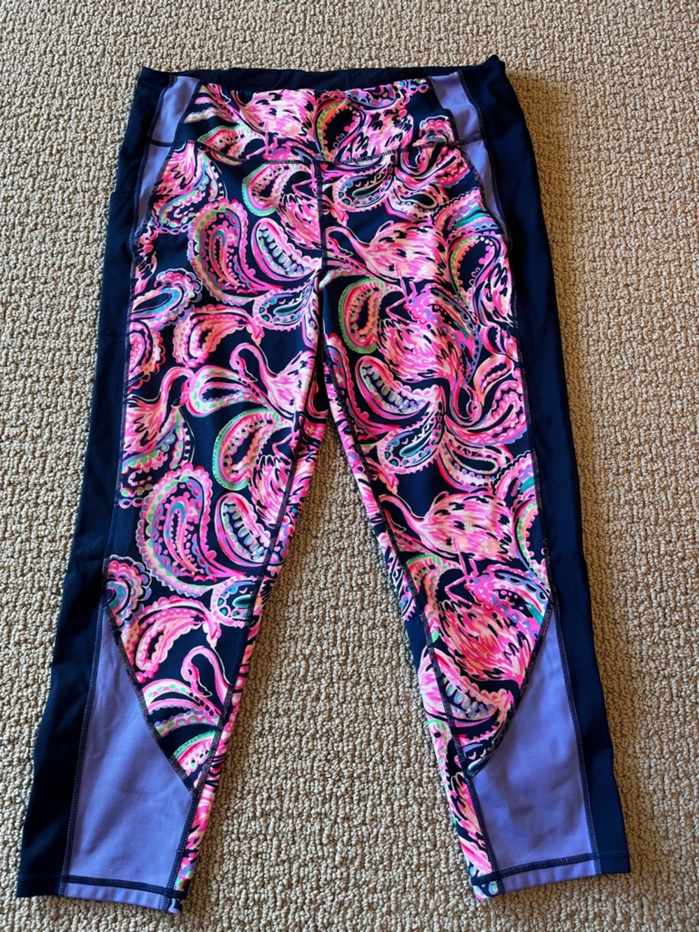 Lilly Pulitzer Navy, Hot Pink & Lilac Paisley Cropped Leggings